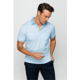 Desen Triko Erkek Polo Yaka Keten Baskılı T-shirt Turkuaz