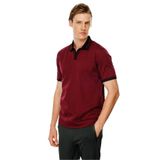 Desen Triko Erkek Polo Yaka Kolu ve Yakası Çizgili T-shirt Bordo Beden;3XL,Renk;Bordo