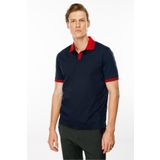 Desen Triko Erkek Polo Yaka Kolu ve Yakası Çizgili T-shirt Lacivert Beden;L,Renk;Lacivert