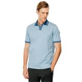 Desen Triko Erkek Polo Yaka Kolu ve Yakası Çizgili T-shirt Mavi Beden;M,Renk;Mavi