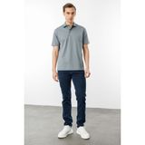 Desen Triko Erkek Polo Yaka Merserize T-Shirt A.gri - Açık Gri - XL