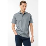 Desen Triko Erkek Polo Yaka Merserize T-Shirt A.gri - Açık Gri