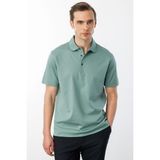 Desen Triko Erkek Polo Yaka Merserize T-Shirt Ç.yeşil - Çimen Yeşili - 3XL