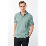 Desen Triko Erkek Polo Yaka Merserize T-Shirt Ç.yeşil - Çimen Yeşili
