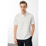 Desen Triko Erkek Polo Yaka Merserize T-Shirt K.beyaz - Koyu Beyaz - 3XL