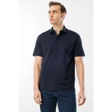 Desen Triko Erkek Polo Yaka Merserize T-Shirt K.lacivert - Koyu Lacivert - 2XL