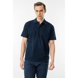 Desen Triko Erkek Polo Yaka Merserize T-Shirt K.lacivert - Koyu Lacivert - XL