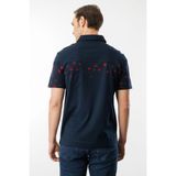 Desen Triko Erkek Polo Yaka Merserize T-Shirt Lacivert_8 - 3XL