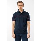 Desen Triko Erkek Polo Yaka Merserize T-shirt Lacivert_8