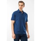 Desen Triko Erkek Polo Yaka Merserize T-Shirt Petrol
