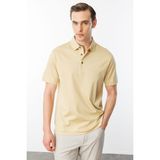 Desen Triko Erkek Polo Yaka Merserize T-Shirt Sarı - 3XL