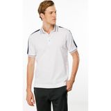 Desen Triko Erkek Polo Yaka Omuzu Şeritli T-shirt Beyaz