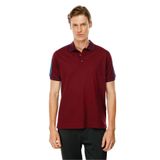 Desen Triko Erkek Polo Yaka Omuzu Şeritli T-shirt Bordo Beden;3XL,Renk;Bordo