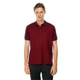 Desen Triko Erkek Polo Yaka Omuzu Şeritli T-shirt Bordo Beden;M,Renk;Bordo