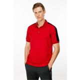 Desen Triko Erkek Polo Yaka Omuzu Şeritli T-shirt Kırmızı Beden;M,Renk;Kırmızı