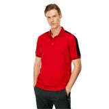 Desen Triko Erkek Polo Yaka Omuzu Şeritli T-shirt Kırmızı Beden;XL,Renk;Kırmızı
