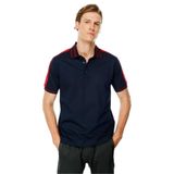 Desen Triko Erkek Polo Yaka Omuzu Şeritli T-shirt Lacivert Beden;3XL,Renk;Lacivert