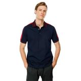 Desen Triko Erkek Polo Yaka Omuzu Şeritli T-shirt Lacivert Beden;M,Renk;Lacivert