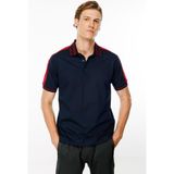 Desen Triko Erkek Polo Yaka Omuzu Şeritli T-Shirt Lacivert