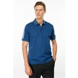 Desen Triko Erkek Polo Yaka Omuzu Şeritli T-shirt Parlement Beden;4XL,Renk;Parlement