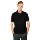 Desen Triko Erkek Polo Yaka Omuzu Şeritli T-shirt Siyah Beden;3XL,Renk;Siyah