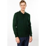 Desen Triko Erkek Polo Yaka Önü Baklava Örgü Kazak A.yeşil - 2XL