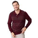 DESEN TRİKO Erkek Polo Yaka Önü Desenli Kazak Bordo Beden;M,Renk;Bordo dsnNM5075