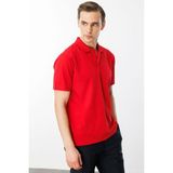 Desen Triko Erkek Polo Yaka Pike Merserize T-Shirt A.kırmızı - Açık Kırmızı