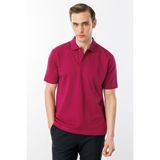 Desen Triko Erkek Polo Yaka Pike Merserize T-Shirt Fuşya - 2XL