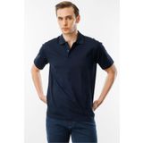 Desen Triko Erkek Polo Yaka Pike Merserize T-shirt Lacivert