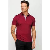 Desen Triko Erkek Polo Yaka T-Shirt 23301 Bordo XXXL