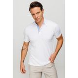 Desen Triko Erkek Polo Yaka T-Shirt Beyaz - 2XL