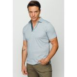 Desen Triko Erkek Polo Yaka T-Shirt Gri - 3XL