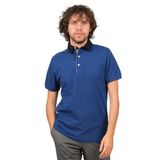 Desen Triko Erkek Polo Yaka T-Shirt İndigo, Indigo, XXXL, Polo T-Shirt