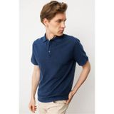Desen Triko Erkek Polo Yaka T-shirt Lacivert