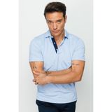 Desen Triko Erkek Polo Yaka T-Shirt Mavi - 2XL