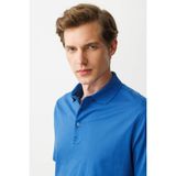Desen Triko Erkek Polo Yaka T-Shirt Saks - M