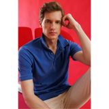Desen Triko Erkek Polo Yaka T-Shirt Saks
