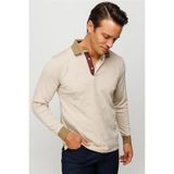 DESEN TRİKO Erkek Polo Yaka Tüy Desenli Sweatshirt Bej Beden;L,Renk;Bej dsnNM9602