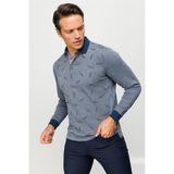DESEN TRİKO Erkek Polo Yaka Tüy Desenli Sweatshirt Füme Beden;M,Renk;Füme dsnNM9589