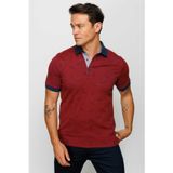 Desen Triko Erkek Polo Yaka Tüy Desenli T-Shirt 23825 Bordo L