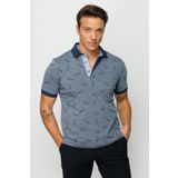 Desen Triko Erkek Polo Yaka Tüy Desenli T-Shirt 23825 Füme L