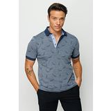 Desen Triko Erkek Polo Yaka Tüy Desenli T-Shirt 23825 Füme XL