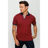 Desen Triko Erkek Polo Yaka Tüy Desenli T-Shirt Bordo - M