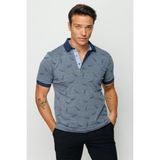Desen Triko Erkek Polo Yaka Tüy Desenli T-Shirt Füme - 4 XL