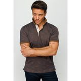 Desen Triko Erkek Polo Yaka Tüy Desenli T-shirt Kahve