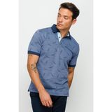 Desen Triko Erkek Polo Yaka Tüy Desenli T-Shirt Lacivert