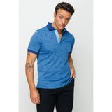 Desen Triko Erkek Polo Yaka Tüy Desenli T-Shirt Saks - 2XL