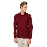 Desen Triko Erkek Polo Yaka Uzun Kollu Sweatshirt Bordo Beden;3XL,Renk;Bordo