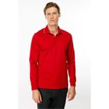 Desen Triko Erkek Polo Yaka Uzun Kollu Sweatshirt Kırmızı